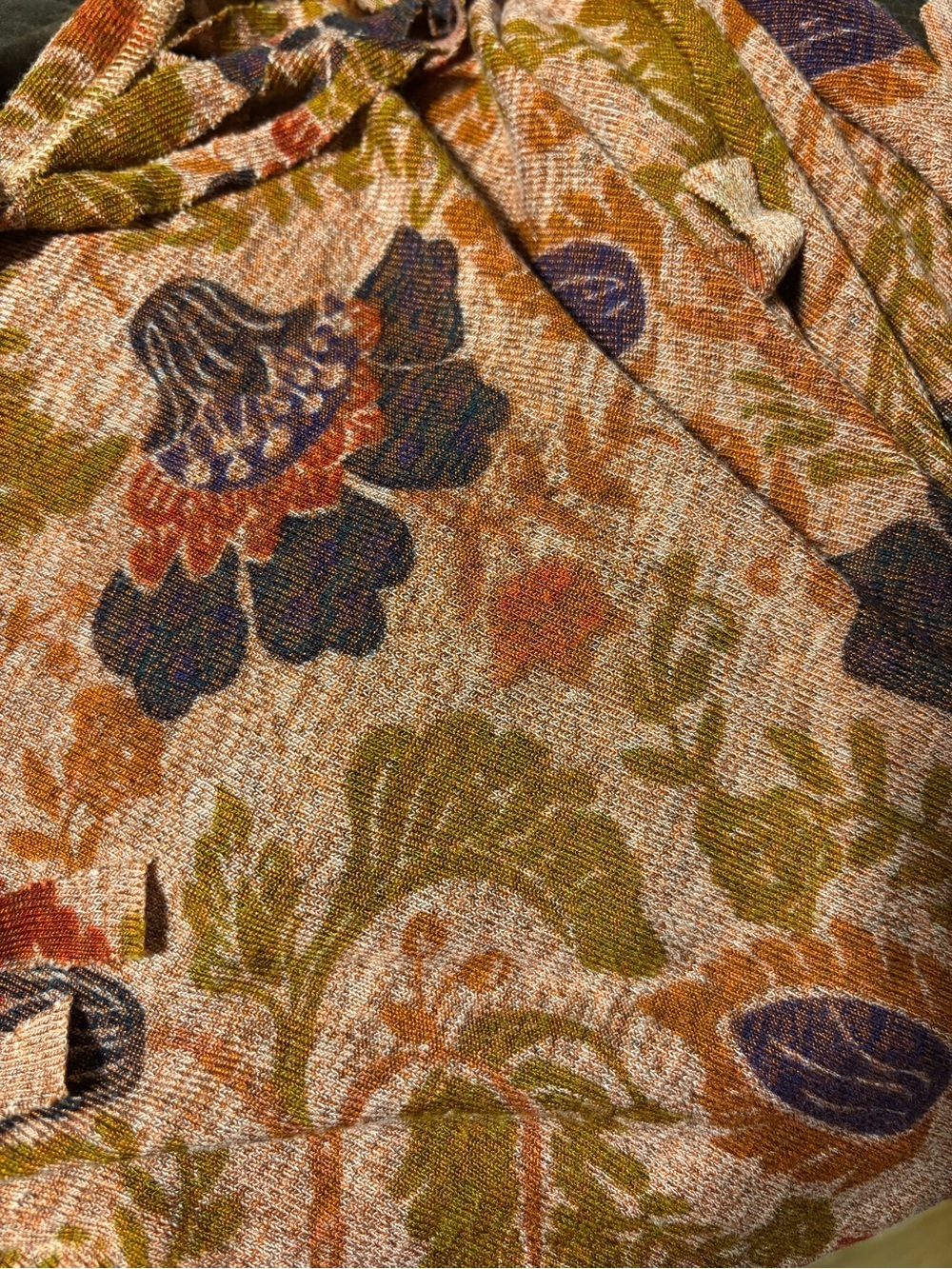 Boho Fringe Paisley Triangle Scarf in Rust Multi - Picture 3 of 4